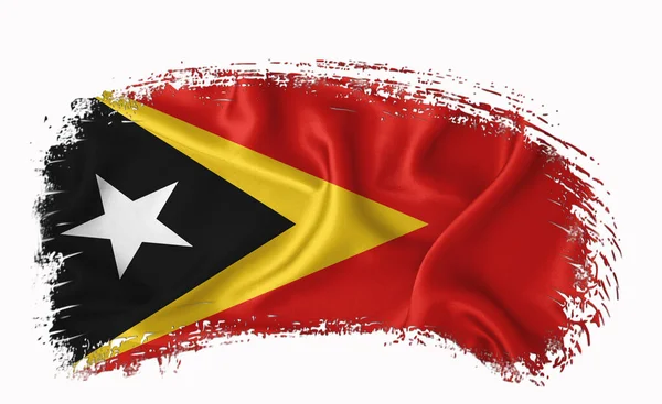 Timor Flag Penseelstreek Typografie Belettering Logo Label Banner Een Witte — Stockfoto