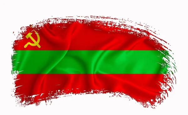 Transznisztria Zászló Ecsetvonás Tipográfia Betűk Logó Címke Banner Fehér Alapon — Stock Fotó
