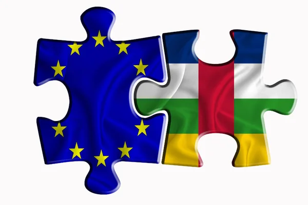 Centraal Afrikaanse Republiek Vlag Vlag Van Europese Unie Twee Puzzelstukjes — Stockfoto