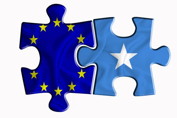 Bandiera Somalia Bandiera Dell Unione Europea Due Pezzi Puzzle Sfondo — Foto Stock