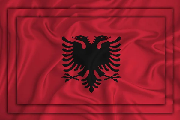 Albanien Flagge Auf Hintergrund Textur Drei Flaggen Sind Übereinander Gelegt — Stockfoto