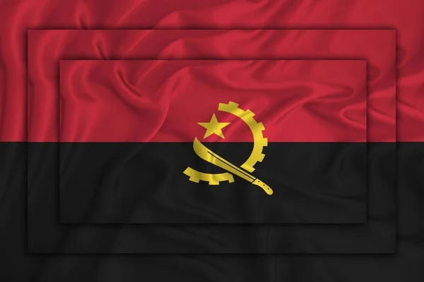 Angolas Flagga Bakgrundskonsistens Tre Flaggor Läggs Ovanpå Varandra Konceptet Med — Stockfoto