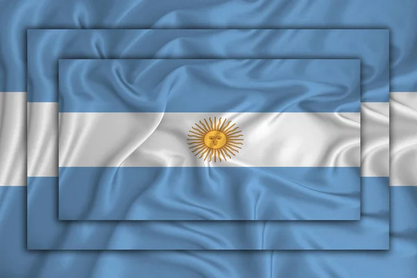 Argentinien Flagge Auf Hintergrund Textur Drei Flaggen Sind Übereinander Gelegt — Stockfoto