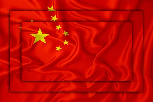 China Vlag Achtergrond Textuur Drie Vlaggen Worden Elkaar Heen Gelegd — Stockfoto