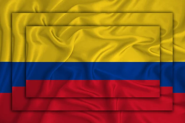 背景纹理上的哥伦比亚国旗 三面旗子相加 设计解决方案的概念 3D渲染 — 图库照片