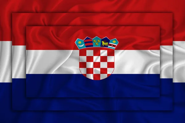 Bandera Croacia Sobre Textura Fondo Tres Banderas Superponen Entre Concepto — Foto de Stock