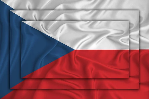 背景纹理上的捷克国旗 三面旗子相加 设计解决方案的概念 3D渲染 — 图库照片