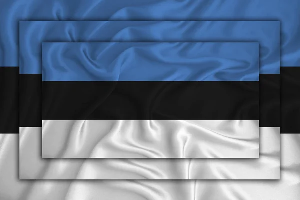 Estnische Flagge Auf Der Hintergrundstruktur Drei Flaggen Sind Übereinander Gelegt — Stockfoto