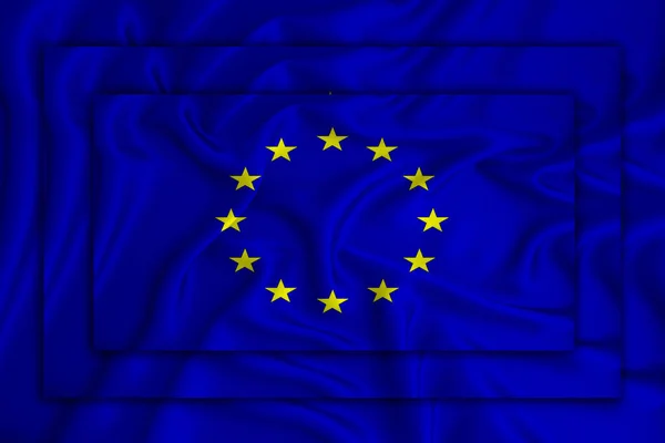 背景纹理上的欧洲标志 三面旗子相加 设计解决方案的概念 3D渲染 — 图库照片