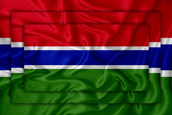 Gambia Vlag Achtergrond Textuur Drie Vlaggen Worden Elkaar Heen Gelegd — Stockfoto