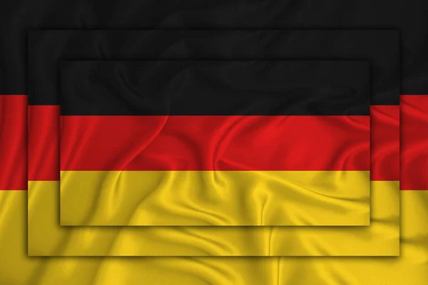 Duitse Vlag Achtergrond Textuur Drie Vlaggen Worden Elkaar Heen Gelegd — Stockfoto