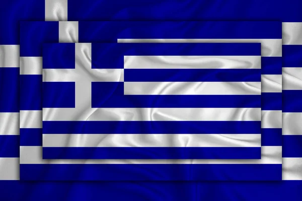 Bandera Grecia Sobre Textura Fondo Tres Banderas Superponen Entre Concepto —  Fotos de Stock