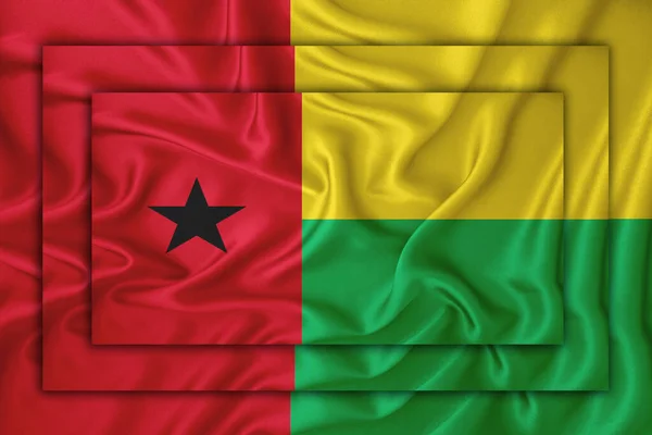 Arka Plan Dokusunda Gine Bissau Bayrağı Birbirine Bayrak Çekiliyor Tasarım — Stok fotoğraf