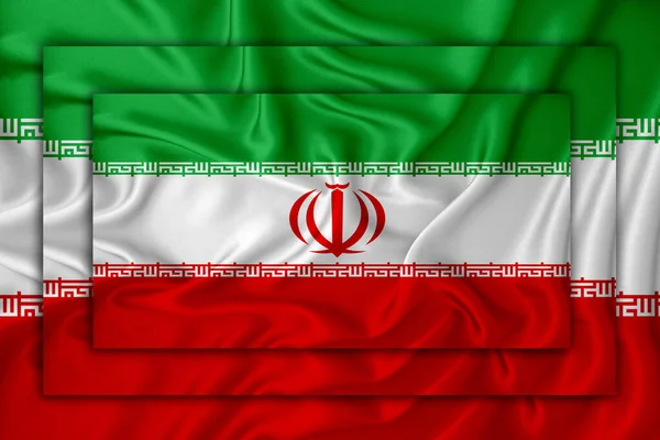 Флаг Ирана Фоне Текстуры Три Флага Накладываются Друг Друга Концепция — стоковое фото