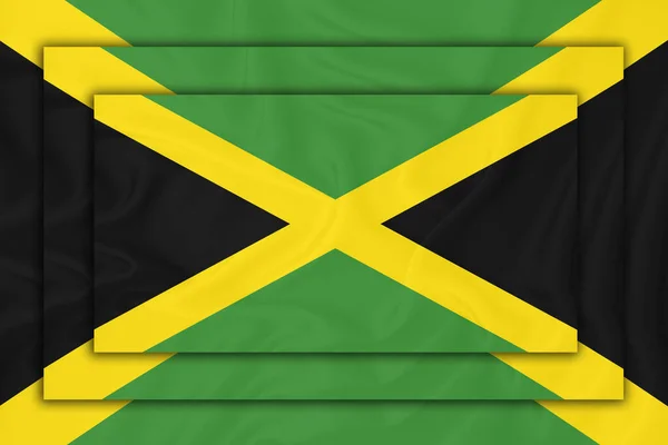 背景纹理上的牙买加国旗 三面旗子相加 设计解决方案的概念 3D渲染 — 图库照片