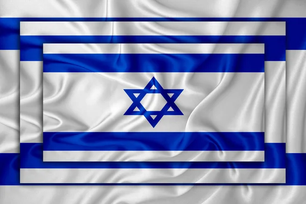 Bandera Israel Sobre Textura Fondo Tres Banderas Superponen Entre Concepto —  Fotos de Stock