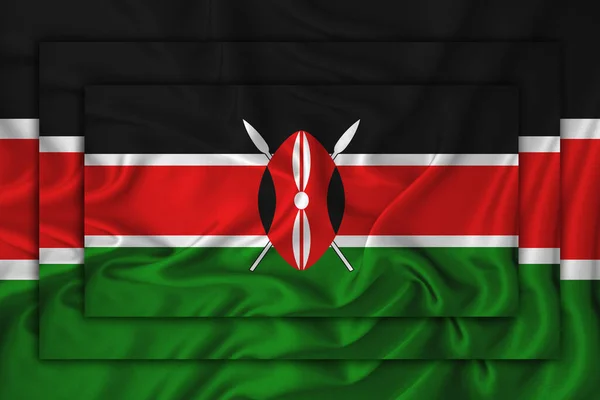 Kenya Flagga Bakgrunden Textur Tre Flaggor Läggs Ovanpå Varandra Konceptet — Stockfoto