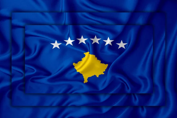 Σημαία Kosovo Υφή Φόντου Τρεις Σημαίες Υπερισχύουν Μία Της Άλλης — Φωτογραφία Αρχείου