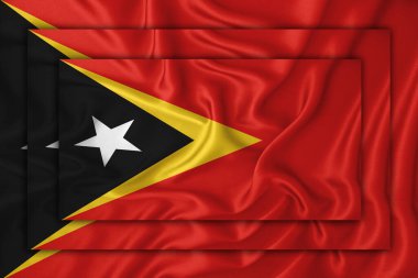 Arka plan dokusunda zamanlayıcı bayrağı. Birbirine üç bayrak çekiliyor. Tasarım çözümleri kavramı. 3 Boyutlu Hazırlama