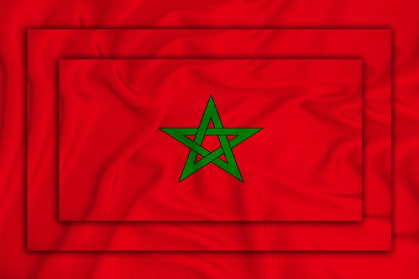 Bandeira Marroquina Textura Fundo Três Bandeiras São Sobrepostas Umas Outras — Fotografia de Stock