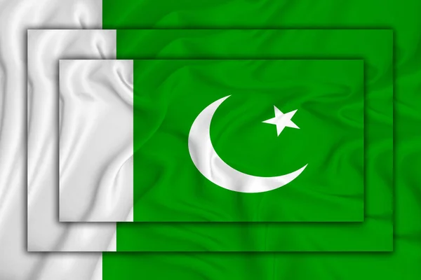 Πακιστανική Σημαία Υφή Φόντου Τρεις Σημαίες Υπερισχύουν Μία Της Άλλης — Φωτογραφία Αρχείου