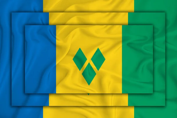Saint Vincent Grenadines Flag Background Texture Three Flags Superimposed Each — Stock Photo, Image