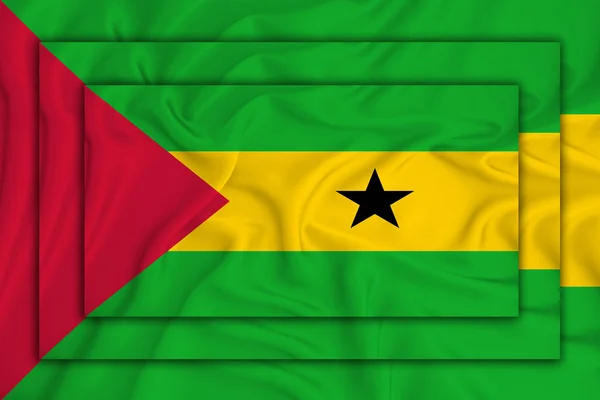 Sao Tome Flagge Auf Dem Hintergrund Textur Drei Flaggen Sind — Stockfoto