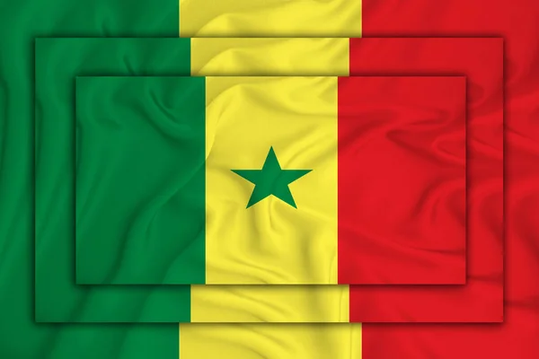 Senegalflagge Auf Der Hintergrundstruktur Drei Flaggen Sind Übereinander Gelegt Das — Stockfoto