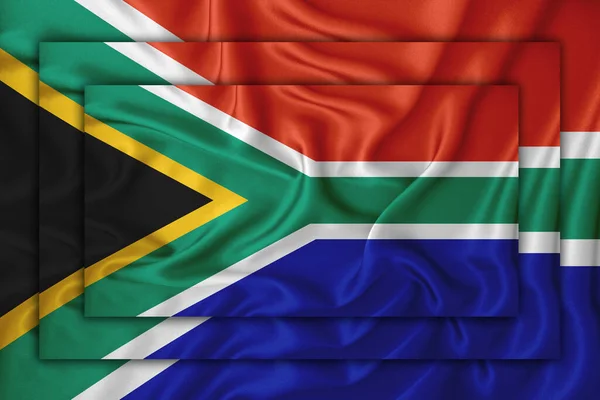 Bandera Sudáfrica Sobre Textura Fondo Tres Banderas Superponen Entre Concepto — Foto de Stock