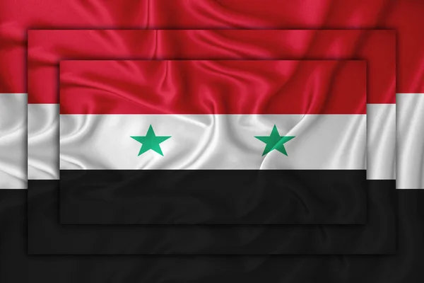 Флаг Сирии Фоне Текстуры Три Флага Накладываются Друг Друга Концепция — стоковое фото