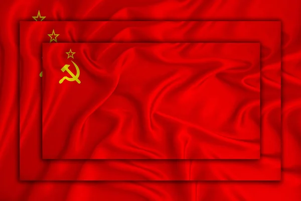 Bandeira Ussr Textura Fundo Três Bandeiras São Sobrepostas Umas Outras — Fotografia de Stock