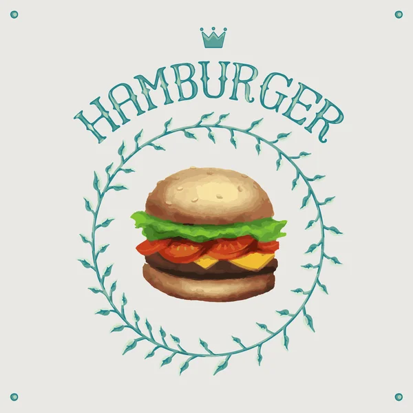 Hambúrguer Vintage natural —  Vetores de Stock