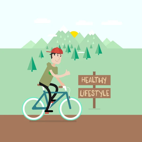 Yakışıklı genç Hipster adam Bisiklete binme