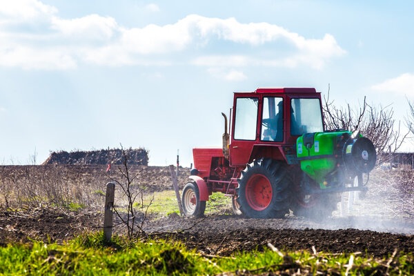 tractor in a field