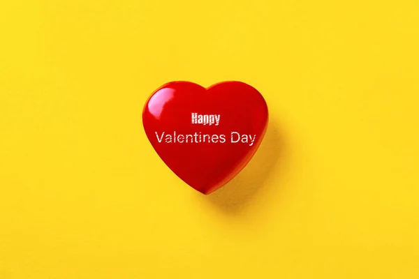 Feliz Día San Valentín Inscripción Sobre Corazón Rojo Concepto Amor —  Fotos de Stock