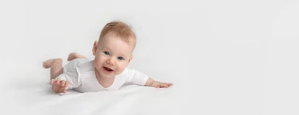 Adorable Baby White Background — Stock Photo, Image