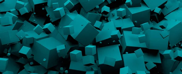 Fond Bleu Cubes Image Panoramique — Photo