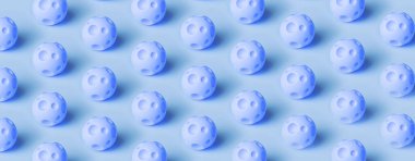 Mavi arkaplan üzerinde soyut mavi gezegenler deseni, panoramik resim