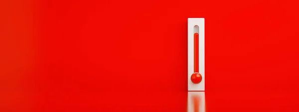 Piros Hőmérő Render Koncepció Meleg Időjárás Panoráma Kép — Stock Fotó