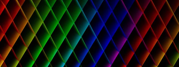 Fundo Rombos Coloridos Formas Geométricas Render Imagem Panorâmica — Fotografia de Stock