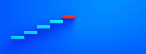 Escadas Azuis Que Conduzem Passo Superior Vermelho Nível Superior Carreira — Fotografia de Stock