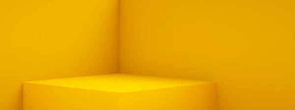 Boş Oda Tasarımının Boyutlu Görüntülenmesi Veya Sarı Kaide Görüntüsü Ürünü — Stok fotoğraf