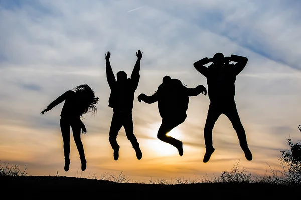 Silueta del equipo feliz — Foto de Stock