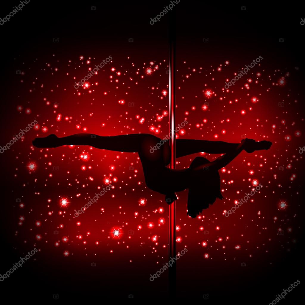 Sexy silhouette illustration of a female stripper in red Stock Vector