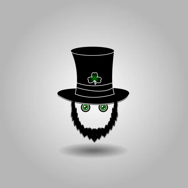 Vector modern design ikon på Saint Patricks Day karaktär tomte med hatt, skägg och ögon — Stock vektor