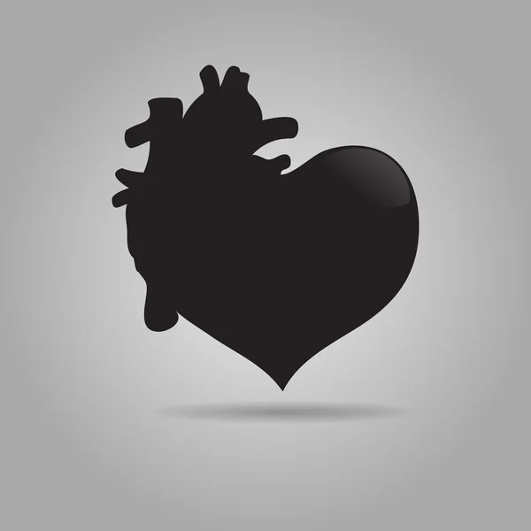 Vector black human heart icon — Stock Vector