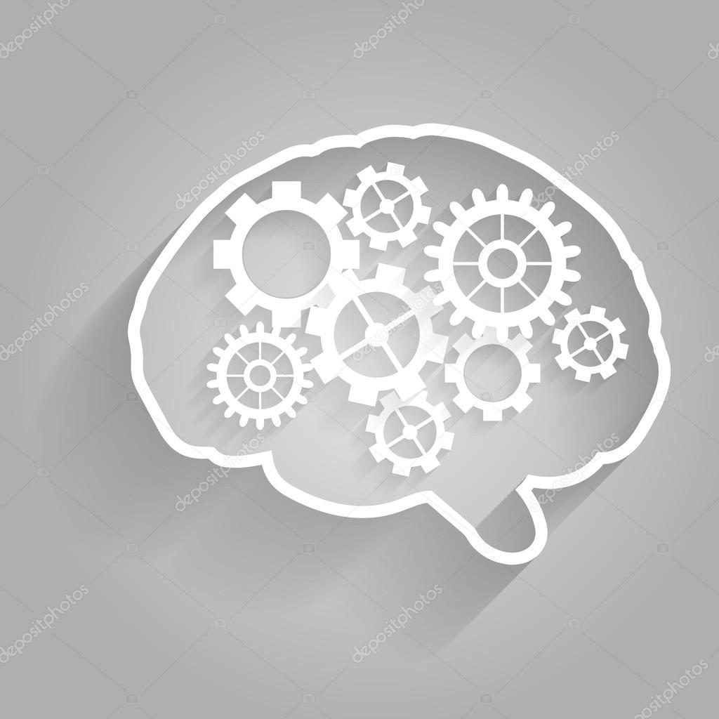 Human brain with gears. Vector for your design.