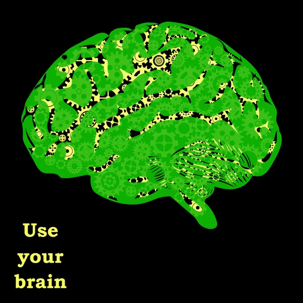 Cerveau humain avec engrenages. Vecteur pour votre design . — Image vectorielle