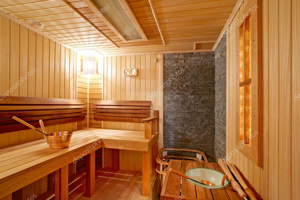 Interno bagno sauna finlandese in legno \u2014 Foto di Digart_FX