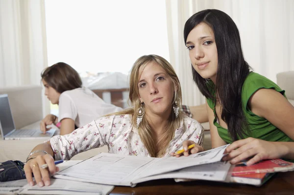 10 代の学生が宿題をしています。 — ストック写真